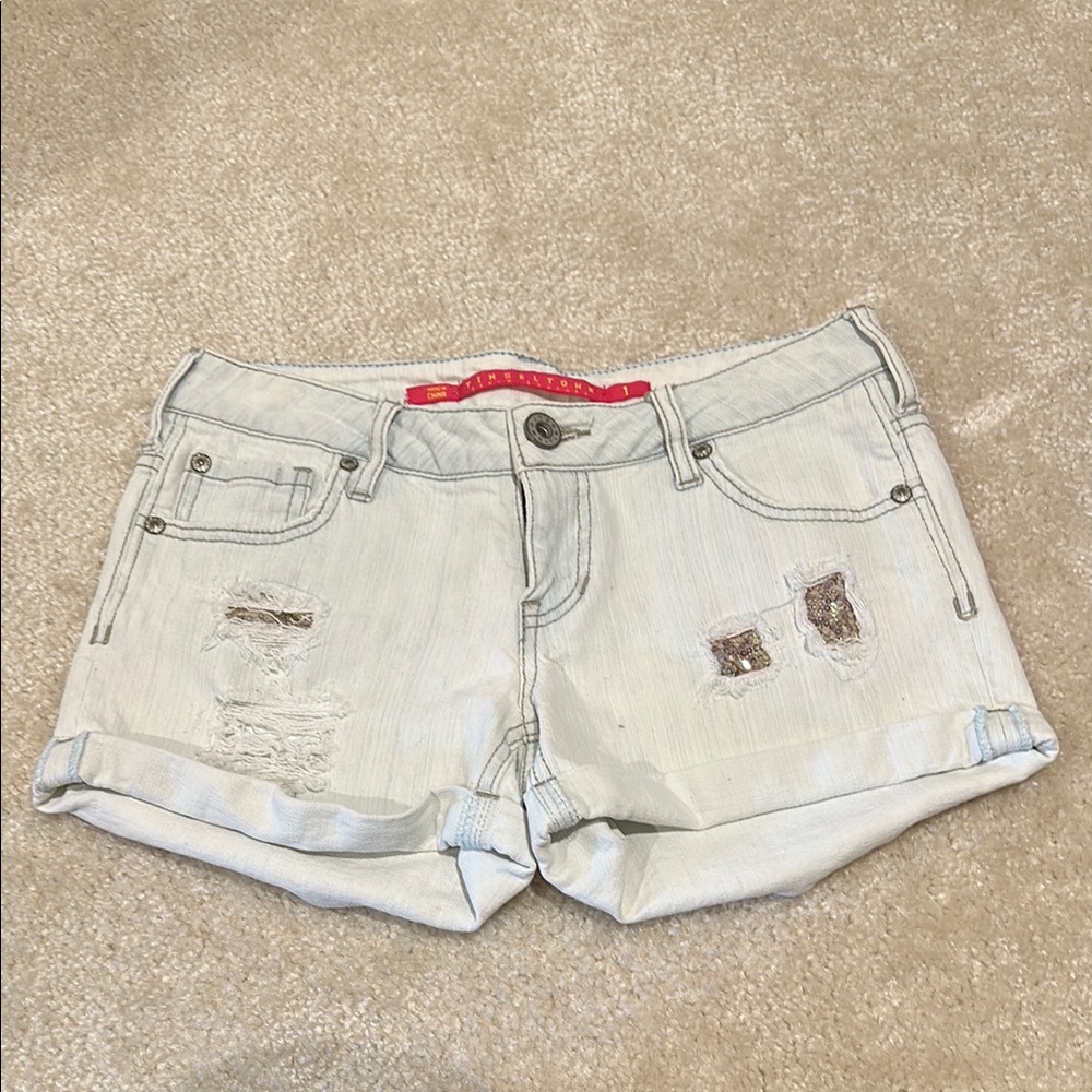 Tinseltown Distressed Sequin Shorts